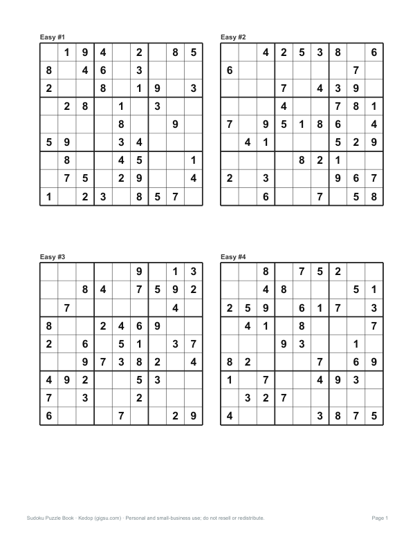 Preview of Printable Easy Sudoku Puzzles