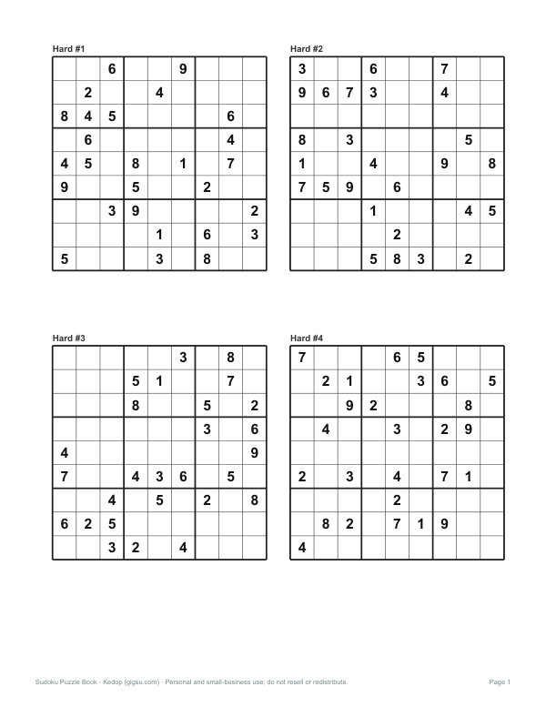 Preview of Printable Hard Sudoku Puzzles